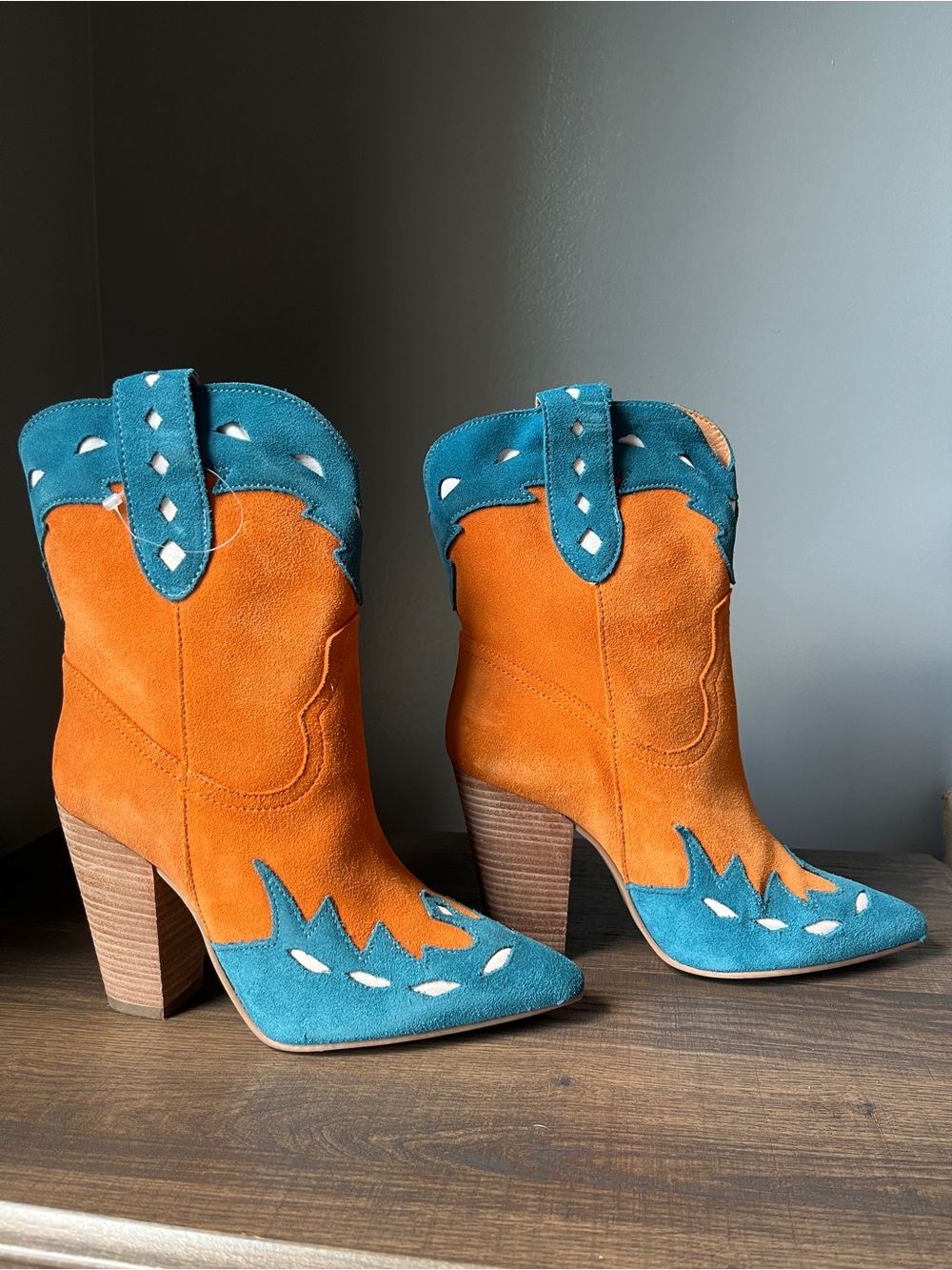 Dingo Women Spicy Underlay Suede Leather Western Booties Size 7